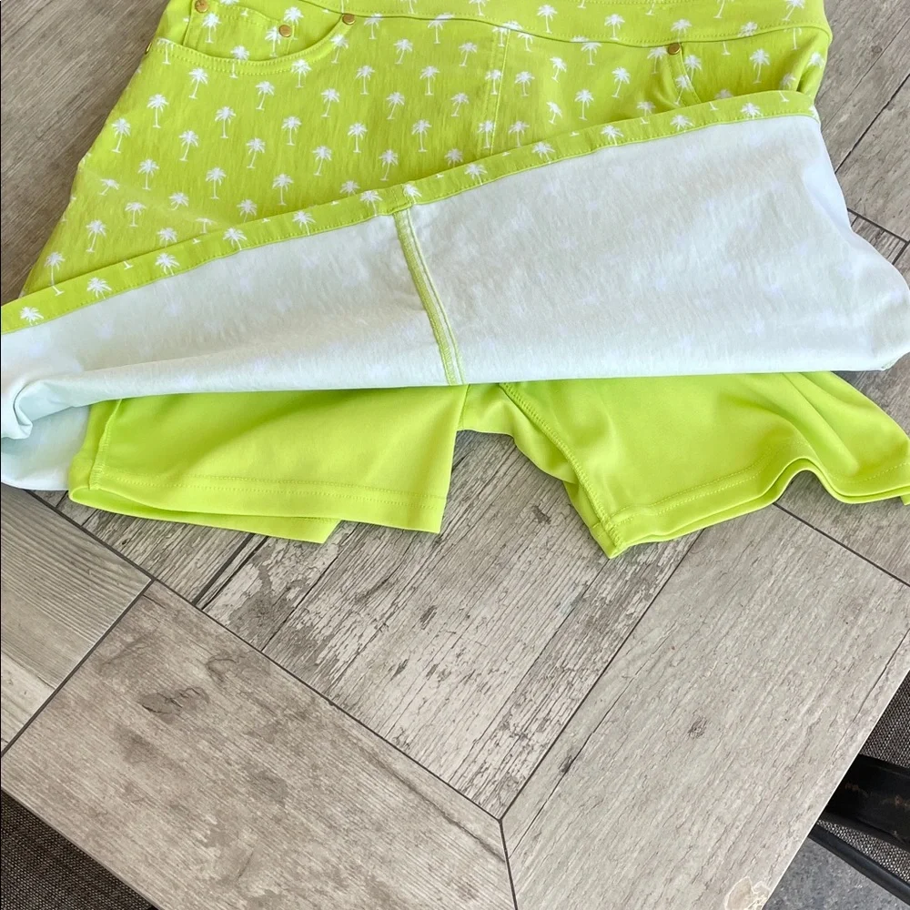hearts of palm Neon Lime Palm-Print A-Line Skirt - Picture 4 of 5